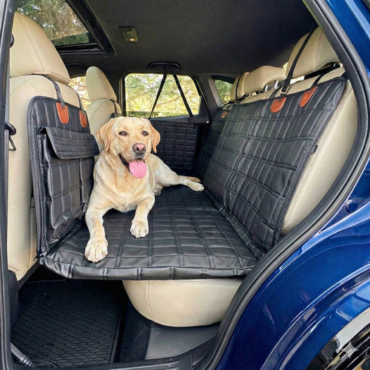 Leather Backseat Extender for Dogs - Black with Door Covers
